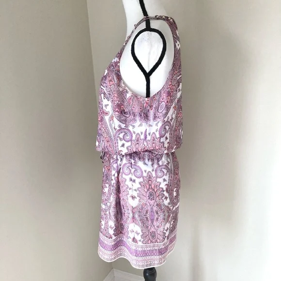 White House Black Market Sleeveless Paisley Blouson Short Dress Size M - Picture 9 of 12